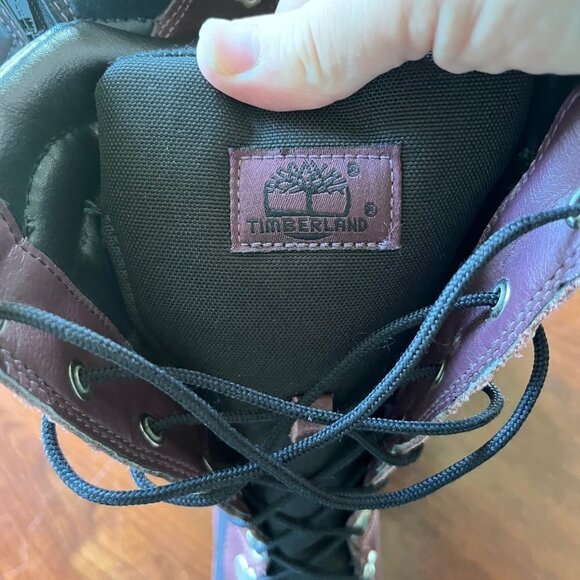 Timberland Girls Tall Purple and Black Leather Lace Up Boots- Size 5 - Picture 9 of 11